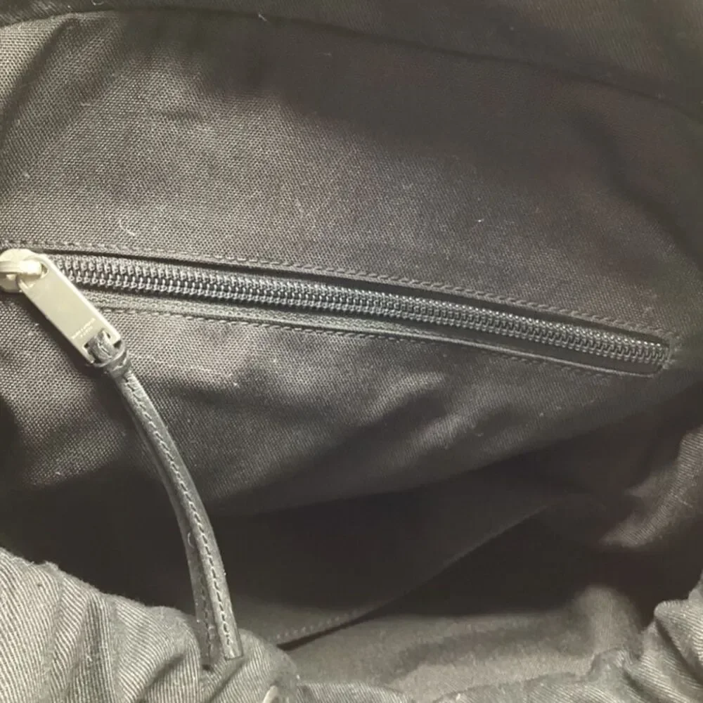 Saint Laurent Noe Patched Backpack in Black Cotton